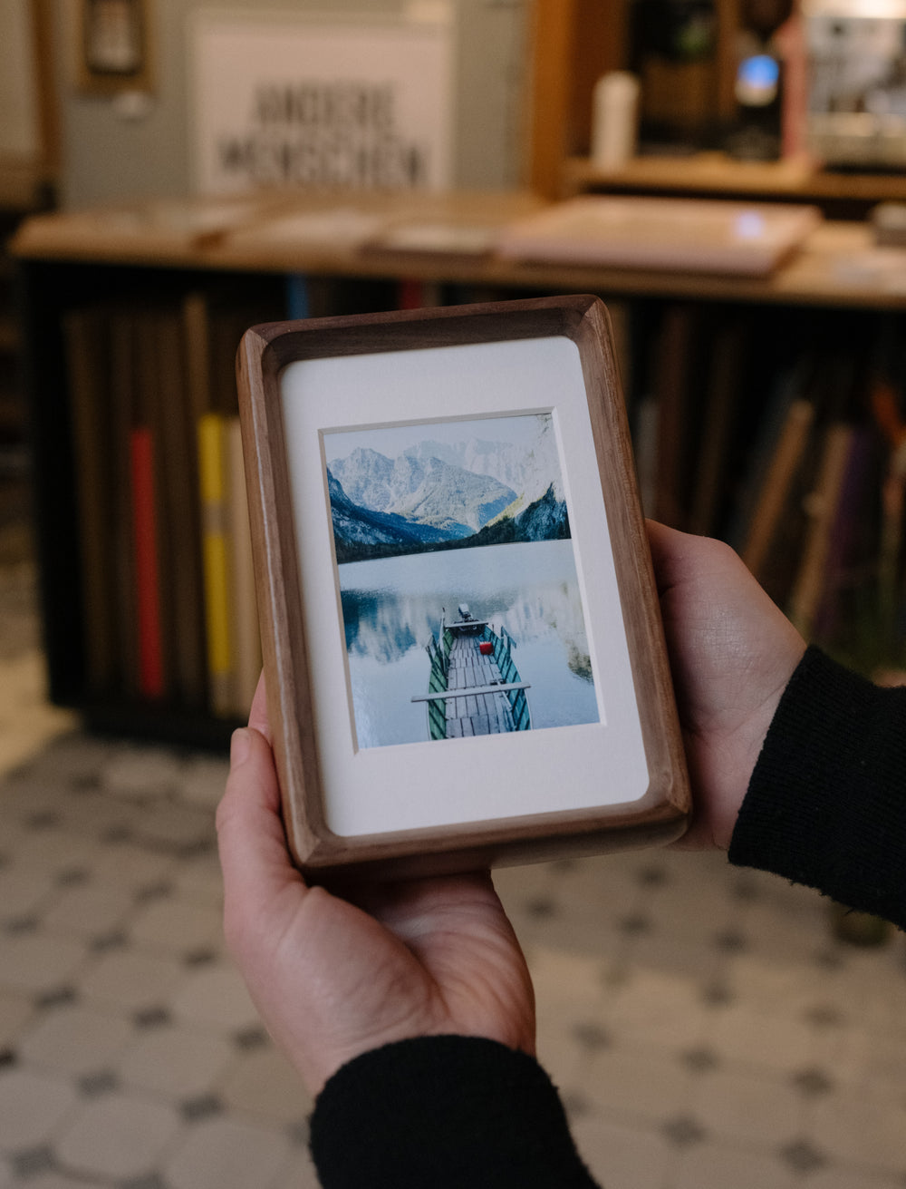 walnut frame with rounded corners